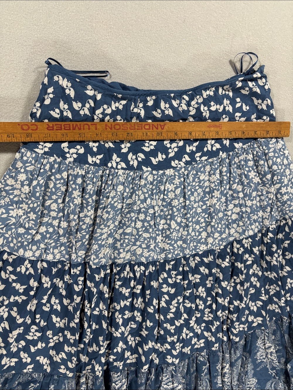Ralph Lauren cotton Blue Floral Tiered Midi Skirt - - Picture 6 of 11